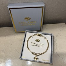 EyeCandy Los Angeles Gold-Tone Brass CZ Clover Bracelet Gold