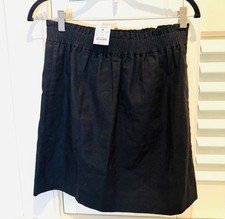 J CREW Women's Linen blend Size 4 Black Elastic Waist Skirt NWT
