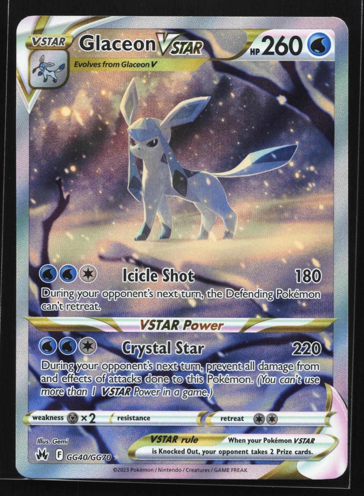 Glaceon VSTAR GG40/GG70 Crown Zenith: Galarian Gallery Ultra Rare Pokemon Card