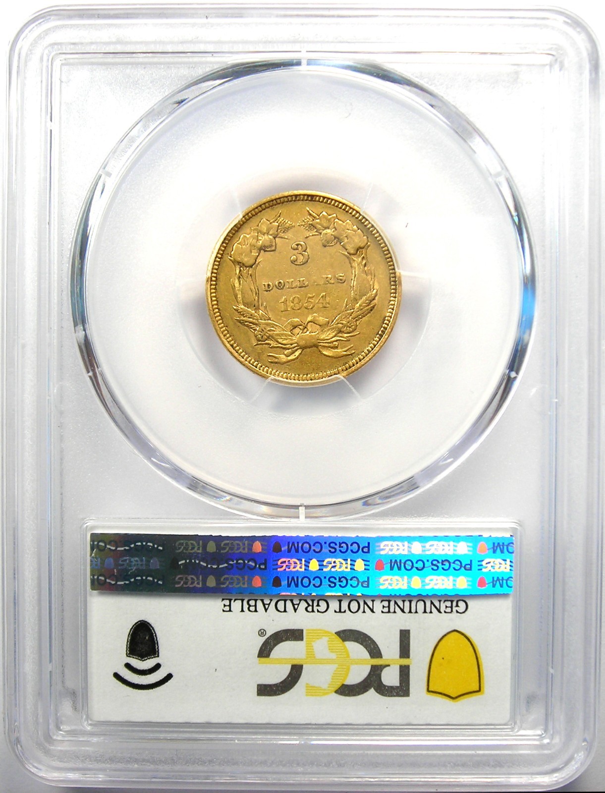 1854 Three Dollar Indian Gold Coin $3 - Certified PCGS AU Details - Rare Coin!