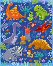 Wee Ones by Oasis Fabrics Baby Dinosaurs Cotton Quilt Fabric Panel 35" X 44"