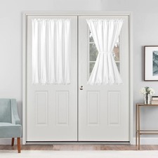 French Door Curtains for Small Window, Rod Pocket Semi Sheer Privacy Curtain