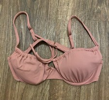 Shade  Shore Womens Blush Pink Shirred Underwire Bikini Swim Top Bra 34B