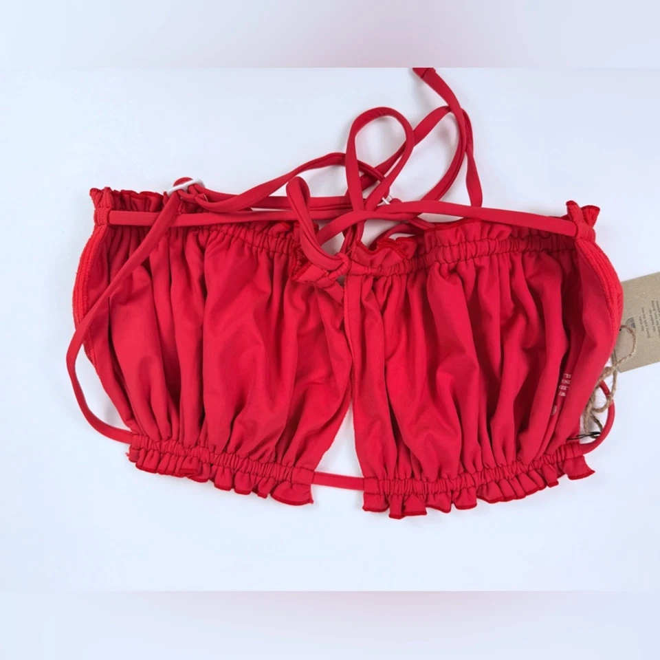 全新带标签 Free People x Toast 比基尼套装头巾上衣低腰隧道底部珊瑚 XL — 第 4/4 张图片