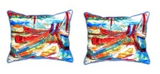 Pair of Betsy Drake Betsy s Marina Large Indoor Outdoor Pillows 16 In. X 20 In.