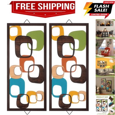 2 Pcs Mid Century Wall Art Mid Century Modern Decor Elegance Wall Accents Woo...