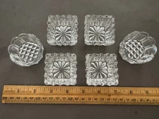 LOT OF 6 GLASS OPEN SALT CELLAR DIPS VINTAGE