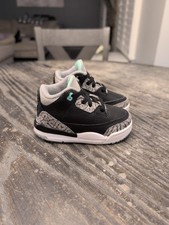 Air Jordan 3 Retro Green Glow TD DM0968-031 Black/Green Glow/Gray SZ 5c