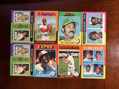 1975 Topps Baseball - Lot Of 8 Cards Fair, VG, As Is See Pics, Tape on Back