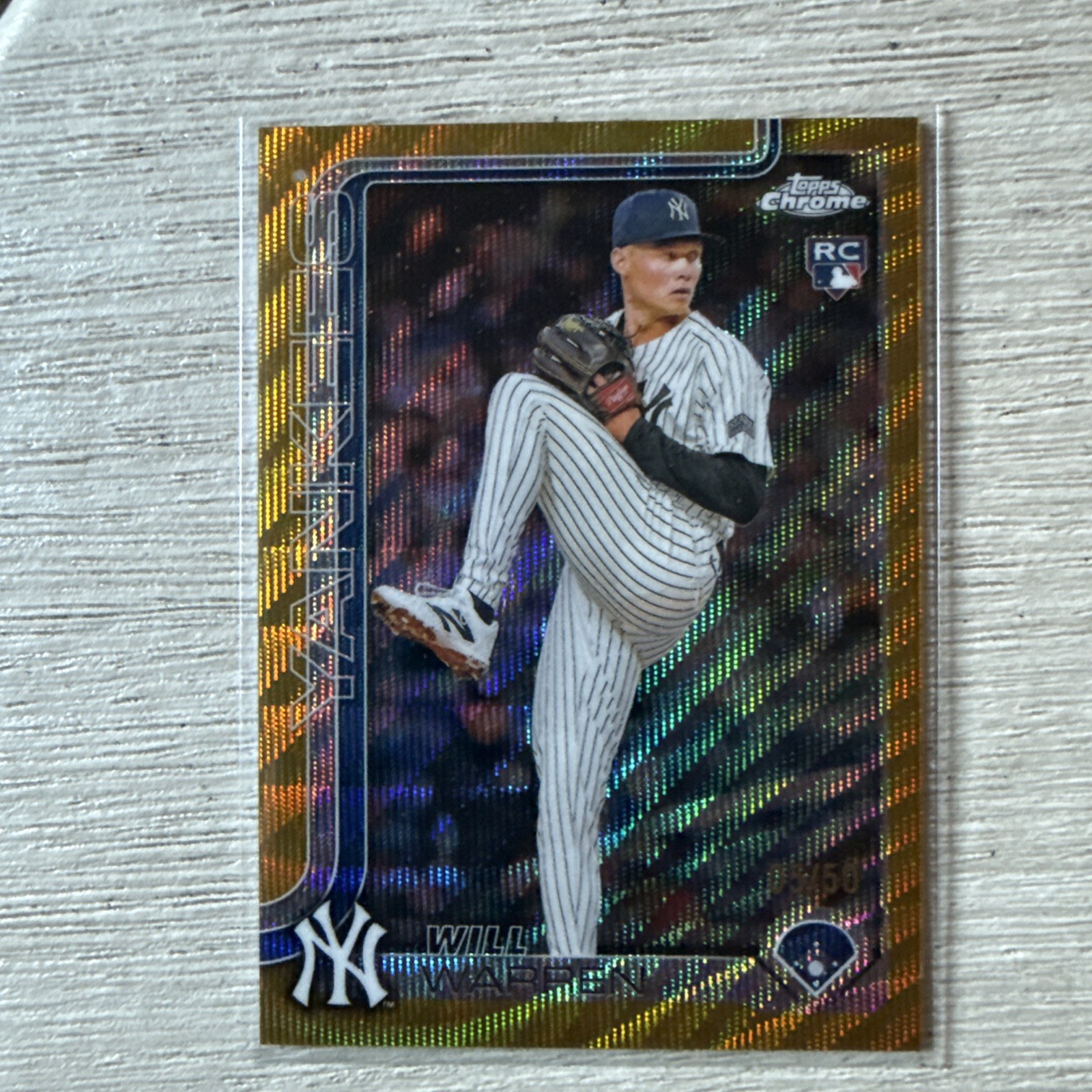 2025 Topps Chrome - Will Warren #81 Gold Geometric Refractor /50 (RC)