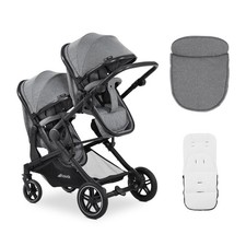 hauck Atlantic Twin, Melange Grey - Tandem Pushchair from Birth to 15 kg each
