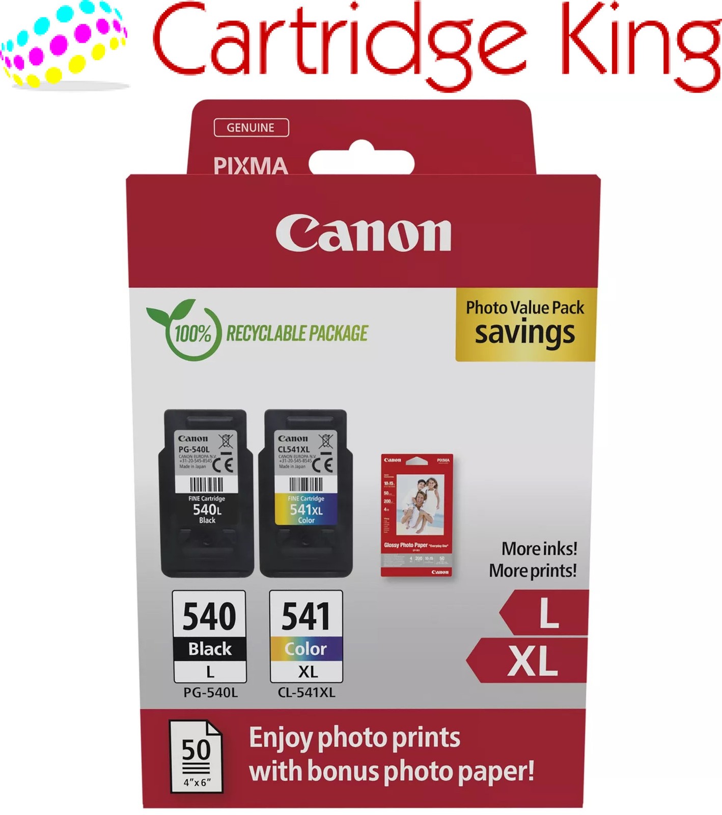 Canon PG-540L / CL-541XL Genuine Ink Cartridges for Pixma MX435