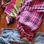 Weissman Sequin Hoodie XLC, Plaid Shirt, Blue Leggings SA/MA Mixed Clothing Lot — photo 1