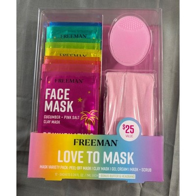 Freeman Love To Mask 12 Piece Variety Pack Face Masks/Buffer and Headband sealed