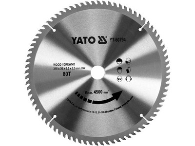 Yato HM Kreissägeblatt für Holz 315X80Tx30 YT-60794