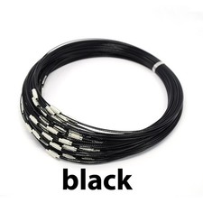 Neckwire Stainless Steel 18" BLACK Screw Cord WIre Jewelry Necklace Choker BULK