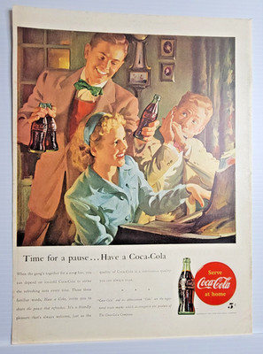 Vintage 1947 Coke Coca Cola Time For a Pause 11x14 ad