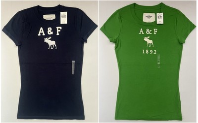 Abercrombie & Fitch Womens Applique Graphic T-Shirt A&F Moose Logo