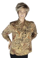 Vintage 80s Kensington Square Animal Leopard Cheetah Paisley Print Zip Jacket L