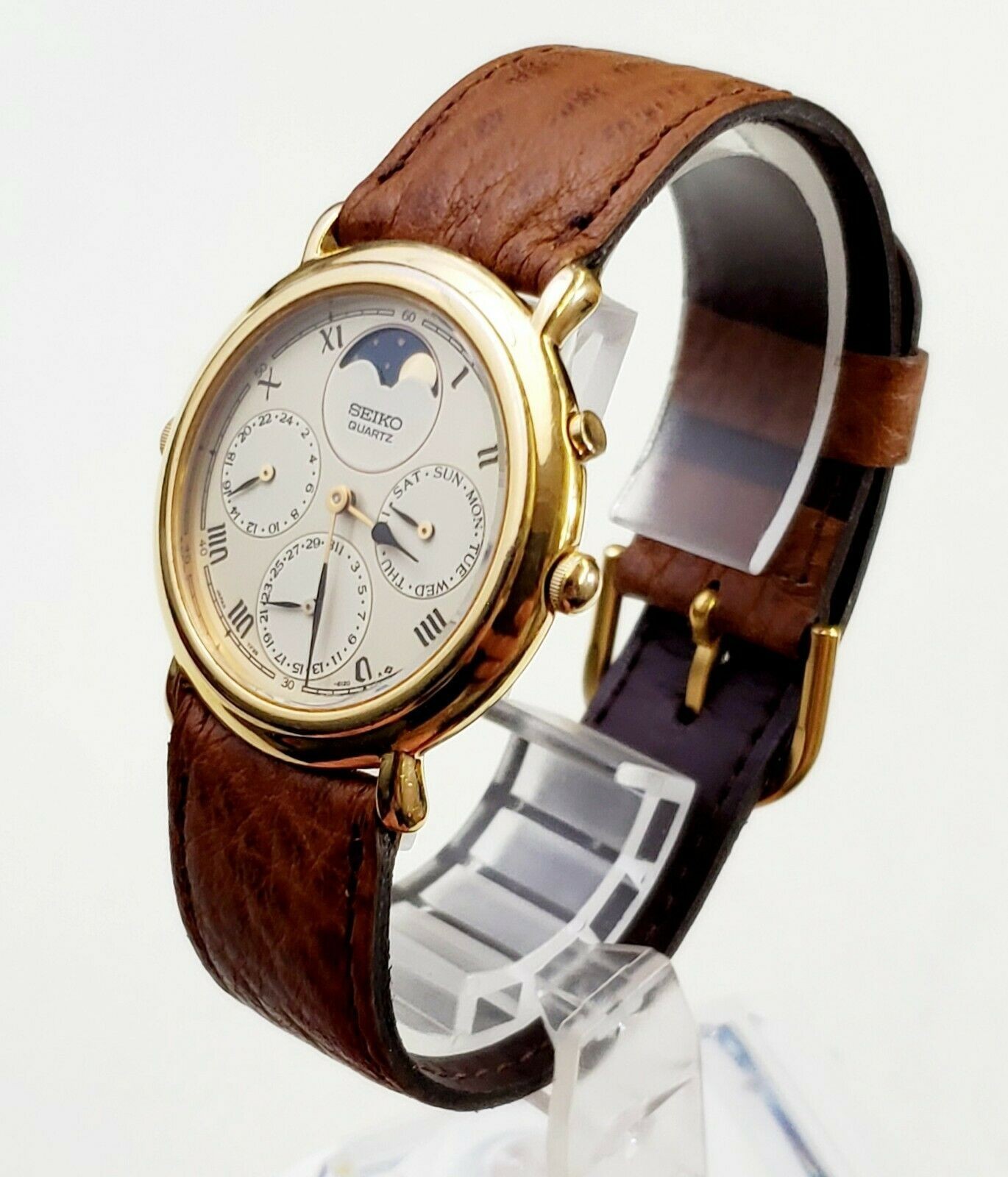 Seiko Multi-function Moonphase Quartz 7F38-6140 - image 6