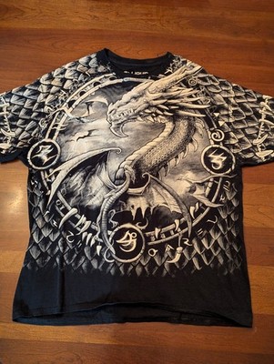 NWT Liquid Blue Dragon Dreamcatcher Men's XL Black & White Graphic Print Tshirt
