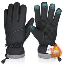 Rsebly Winter Gloves Waterproof Windproof for Mens Women, Large, Black