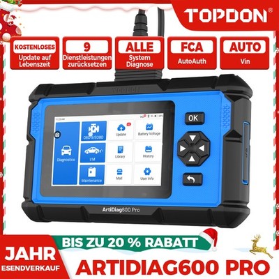 TOPDON AD600 PRO OBD2 Diagnosegerät Alle Systeme 9 Reset Lebenslang Updates KFZ