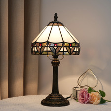 Tiffany Style Stained Glass Table Lamp 8" Antique Bedside Nightstand Light