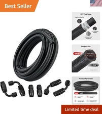 6AN Fuel Line Kit,AN6 Braided Nylon Fuel Hose CPE 10FT Black