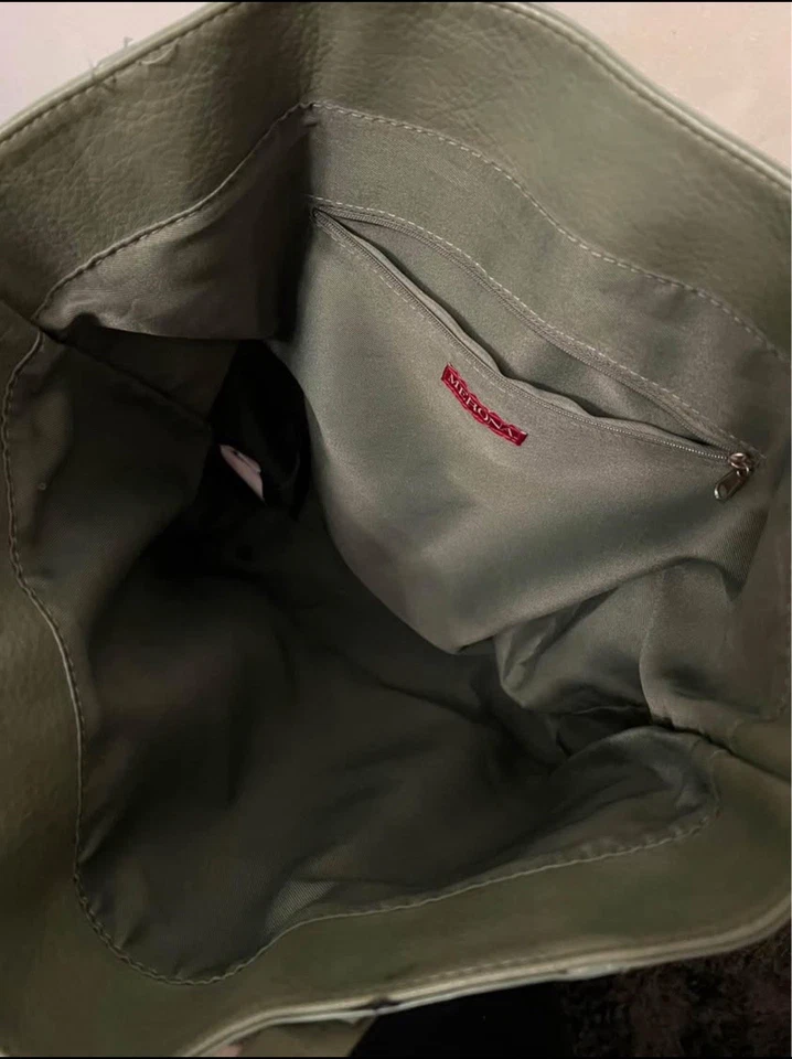 Cartera de Mano Grande Verde Oliva con Correa para el Hombro y Bolsillo Frontal para Mujer Bolso Foto 2 de 2