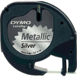 Dymo LetraTag Tape Metallic 12mmx4m Metallic Silver - 91208 - Image 3