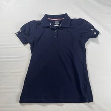 French Toast Girls L 10-12 School Uniform Polo Shirt Navy Blue Rhinestone Sleeve