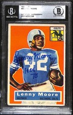 1956 Topps 60 Lenny Moore HOF RC BGS Auto Autographed BAS HOF 75 Ins C101297