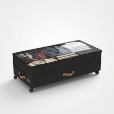 2-Pack Under Bed Storage Bins 75L Rolling Organizer Metal Fabric Black