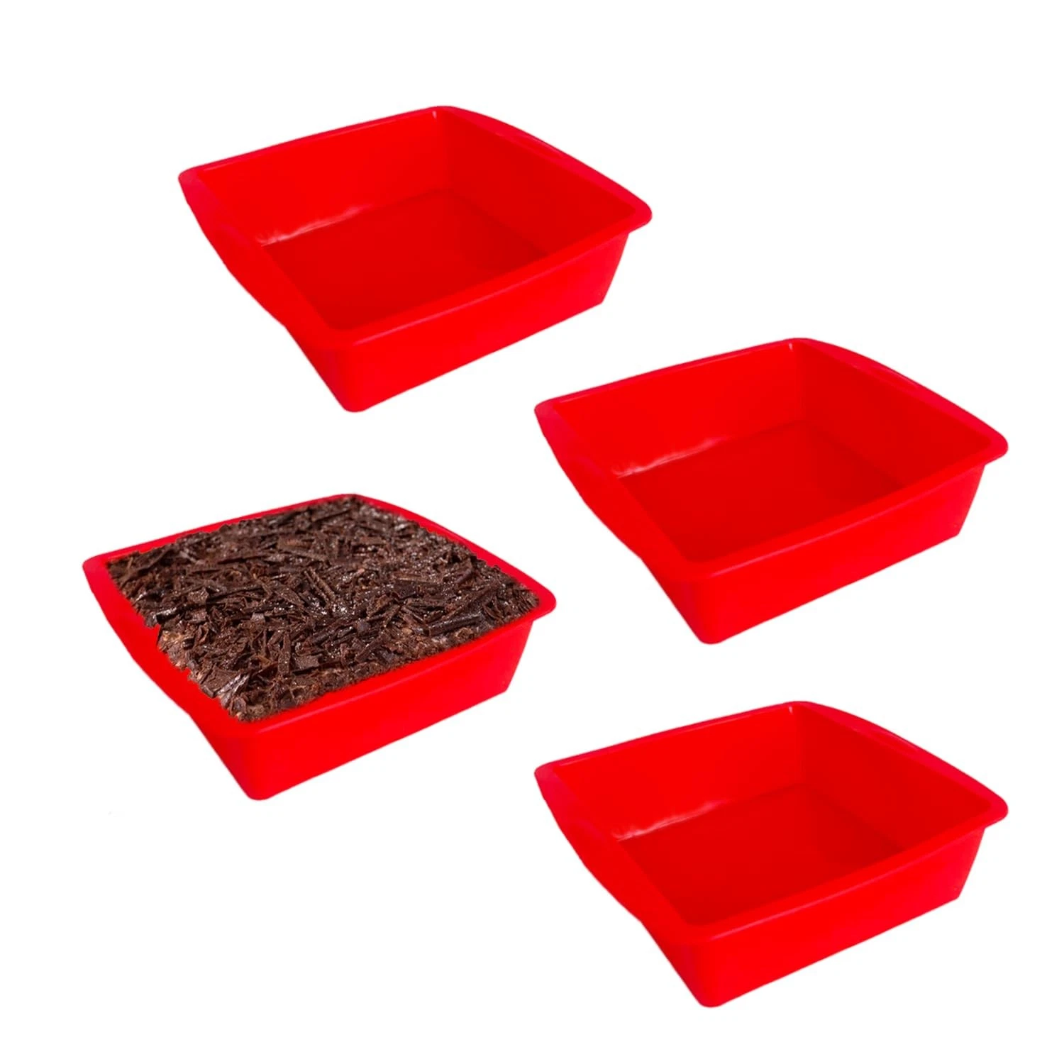 4 packs Silicone Square Cake Pan, 7.5 inch Non-stick Silicone Baking Pans, ca...