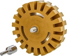 Rubber Eraser Wheel with Drill Adapter - 4 Knobby Slotted Edge Pad - Decal Remo