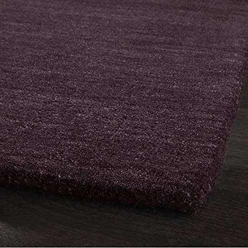 Alfombra acolchada a mano de lana púrpura 8x10 | Alfombra lisa moderna sala dormitorio Foto 2 de 4