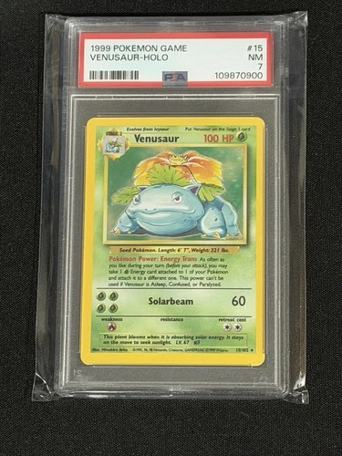 PSA 7 NM Venusaur 15/102 Holo Rare 1999 Pokémon Game Base Set Unlimited #15