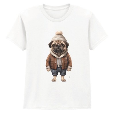 Mops Hund bekleidet Tiere Mops Kinder T-Shirt süß Unisex Haustierbekleidung