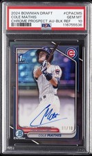 2024 BOWMAN DRAFT CHROME PROSPECT AUTOS BLACK REFRACTOR COLE MATHIS 1/10 PSA 10