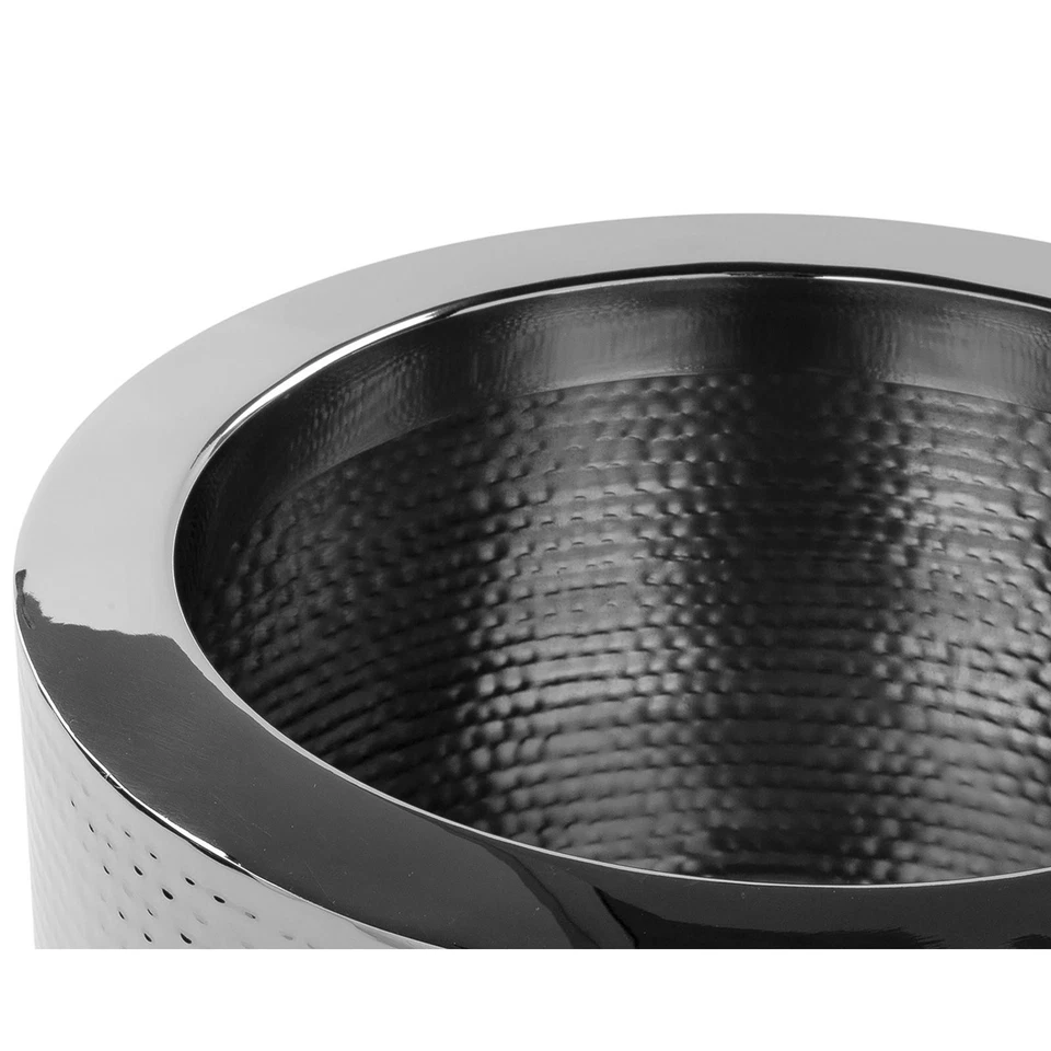 Fink doppelwandiger Übertopf 28x22 cm Blumen-Pflanzgefäß gehämmerter Edelstahl - Bild 3 von 4