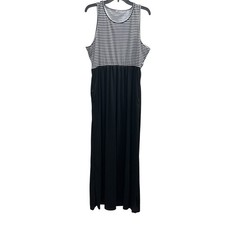 Unbranded black white maxi beach tank dress pockets stretchy sz XL