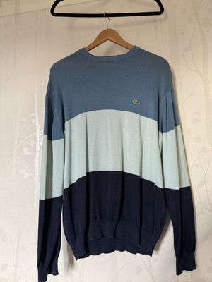 Vintage Lacoste Y2K Wool Knit Blue Colour Block Jumper Size