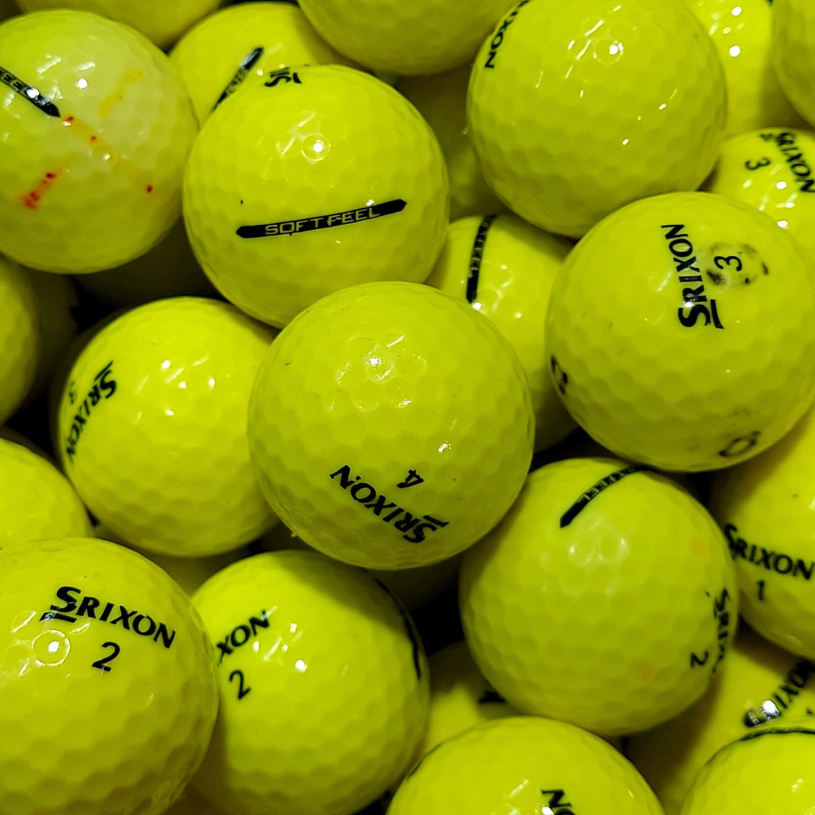50 Yellow Soft Feel Golf Balls &ndash; Used AAA Grade &ndash; Value Bulk Lot