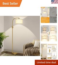 Upgraded Modern Arc Dimmable Tall Standing Floor Lamp with Linen Shade, 1200 ...