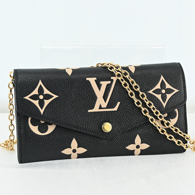 LOUIS VUITTON Portefeuille Sarah Bicolor Empreinte M80496 Black Beige P4966RJ803