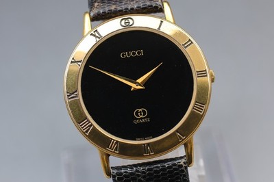 [Exc+5] Gucci 3000.2.M Vintage 33mm Men s Quartz Watch Black Dial From JAPAN