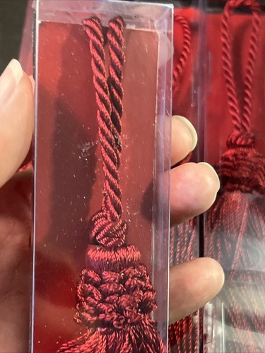 7 Pottery Barn Burgundy Red Holiday Bottle or Wine Gift Tassels - Picture 3 of 7