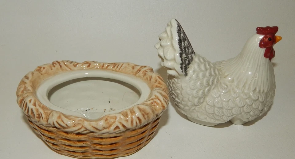 Olla de mermelada de azúcar Sakura Oneida negra blanca de gallina de campo pollo en nido Foto 4 de 4