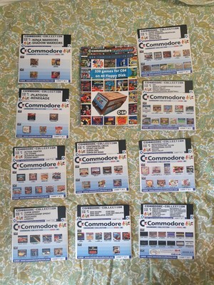 LOTTO COMMODORE 64: LIBRO ORIGINALE GAMES + 10 FLOPPY DISK COMPILATION VOL 31-40